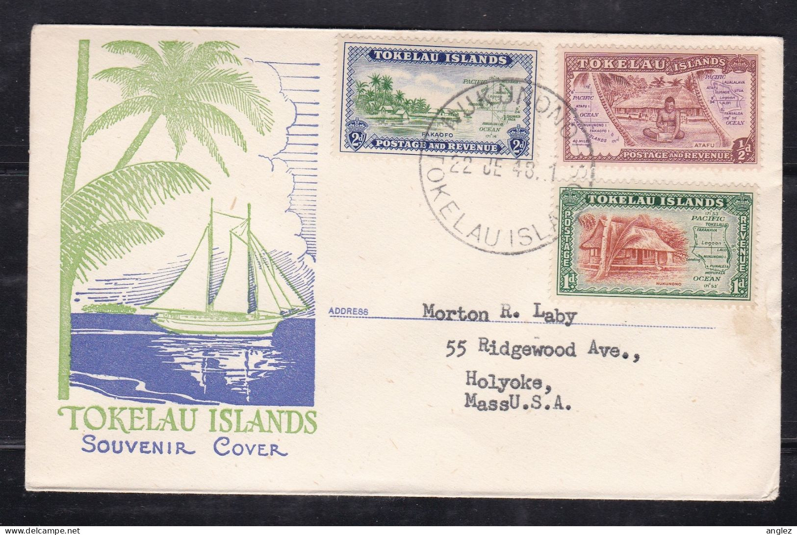 Tokelau Islands - 1948 Illustrated Souvenir Cover Nukunono To USA - Tokelau