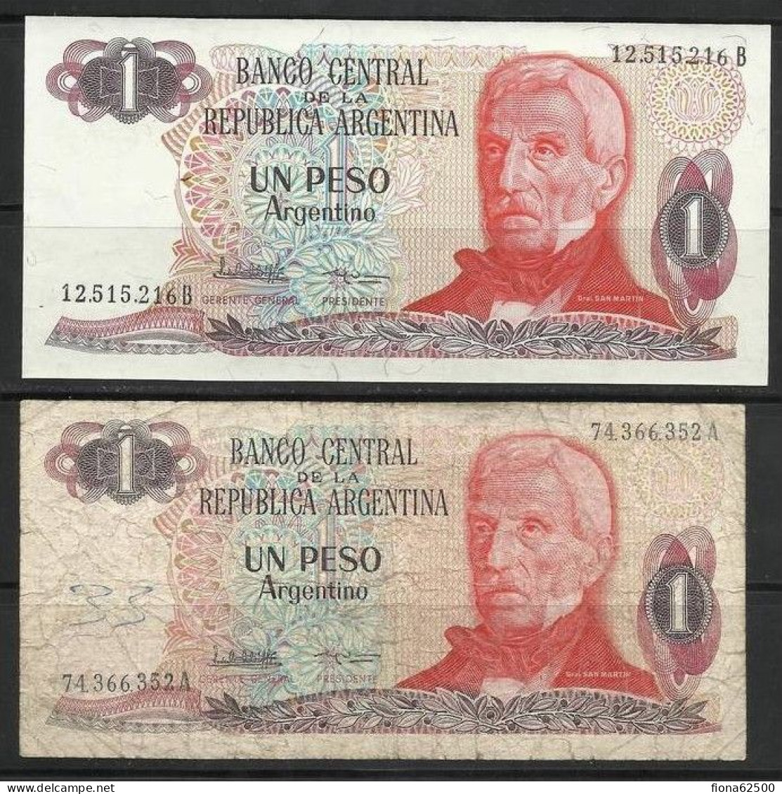 ARGENTINE . LOT DE DEUX BILLETS DE 1 PESO . - Argentinië