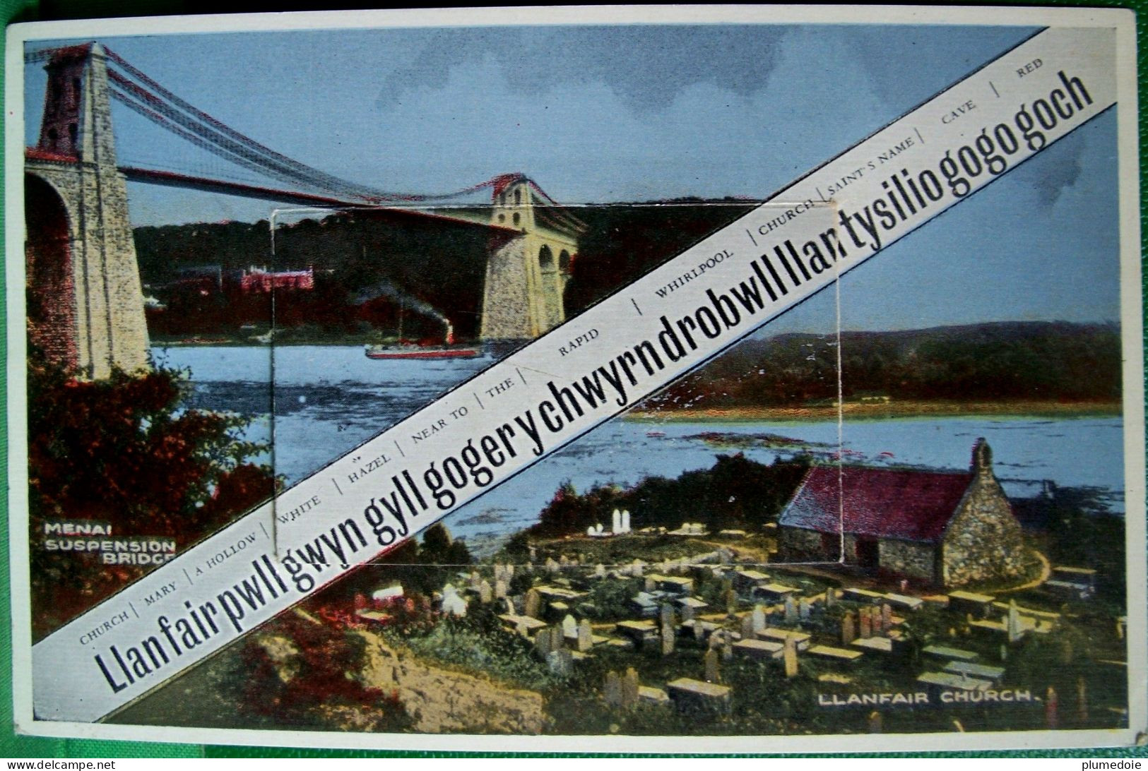 CPA à Système WALES  ANGLESEY Llanfairpwllgwyngyll ...  MECHANICAL 12  MULTI VIEW  POSTCARD PULL OUT - Anglesey