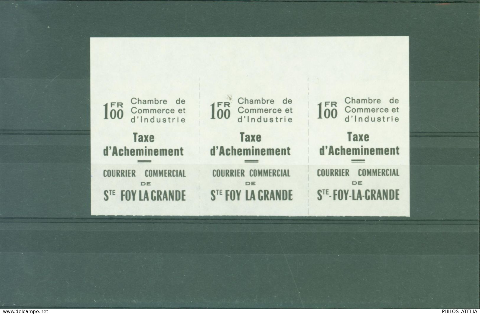 Timbres De Grève 100F Chambre Commerce & Industrie Taxe D'acheminement Courrier Commercial De St Foy La Grande - Marken