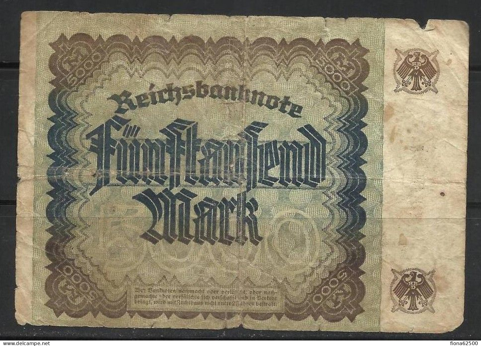 ALLEMAGNE . 5000 MARK . 1922 . - 5.000 Mark