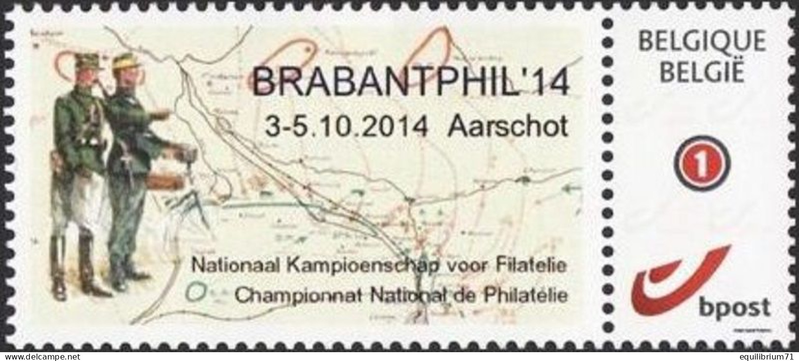 DUOSTAMP** / MYSTAMP** - "Brabantphil'14" - Aarschot - 3/5-10-2014 - Championnat National De Philatélie - Guerre Mondiale (Première)