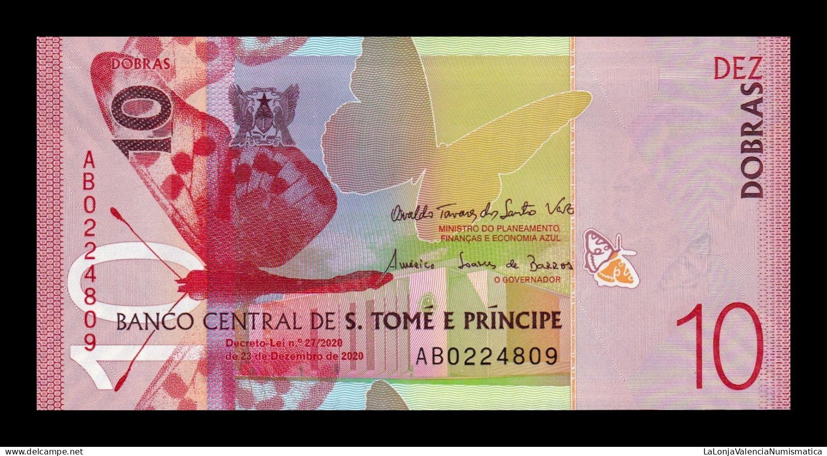 Santo Tomé Y Príncipe Saint Thomas & Prince Set 2 Banknotes 5 10 Dobras 2020 Pick 76-77 Paper Sc Unc - Sao Tome En Principe