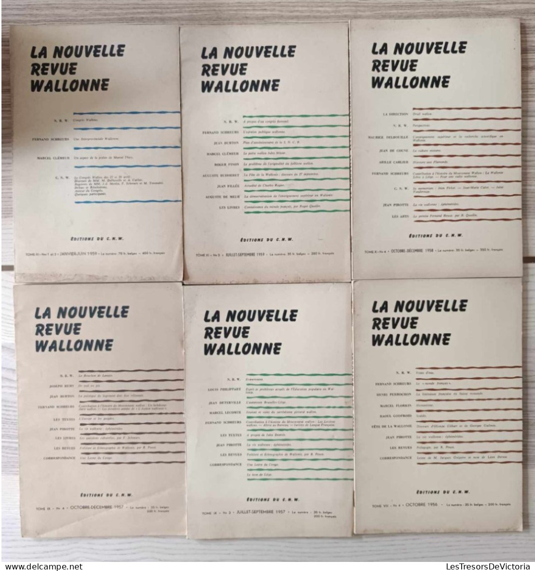 Lot De 6 Revues - La Nouvelle Revue Wallonne - De 1956 à 1959 - Tome VIII,XI,X,XI - Sonstige & Ohne Zuordnung