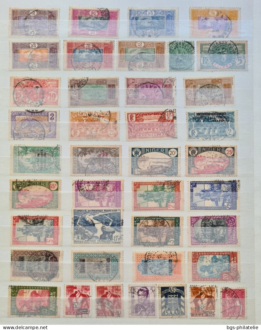 Collection de timbres de colonies Françaises oblitérés.