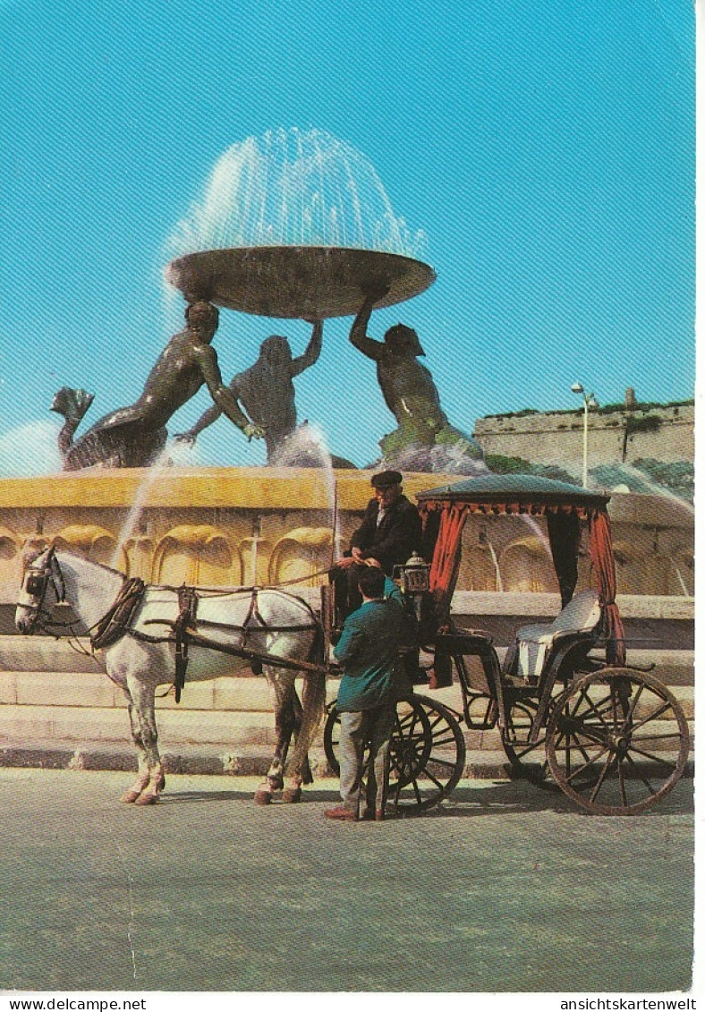 M Malta G.C. Local "Karozzin" And Triton Fountain Glum 1975? #C8678 - Malta