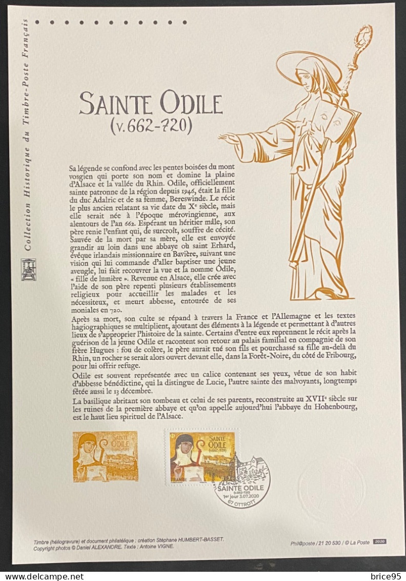 France - Document Philatélique - Premier Jour - FDC - YT N° 5410 - Sainte Odile - 2020 - 2020-…