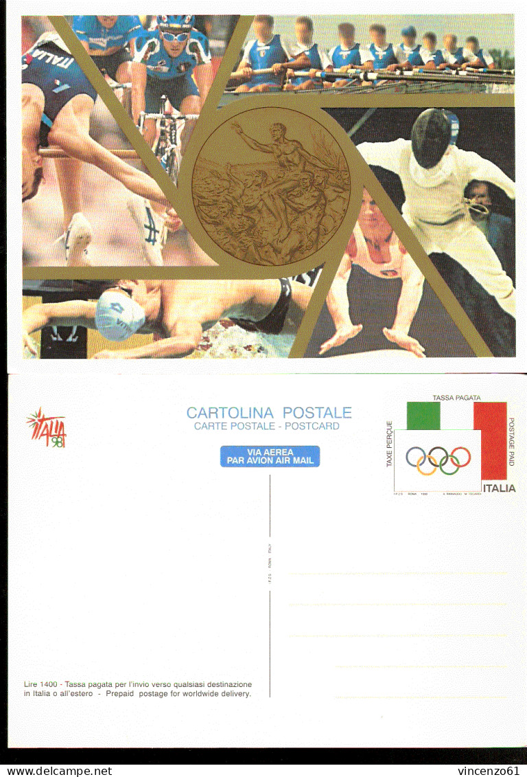 CARTOLINA POSTALE ITALIA 98  ESPOSIZIONE MONDIALE DI FILATELIA FRONTE RETRO - Altri & Non Classificati