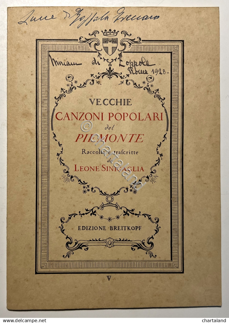 L. Sinigaglia - Vecchie Canzoni Popolari Del Piemonte N. V - Op. 40 - Ed. 1927 - Altri & Non Classificati