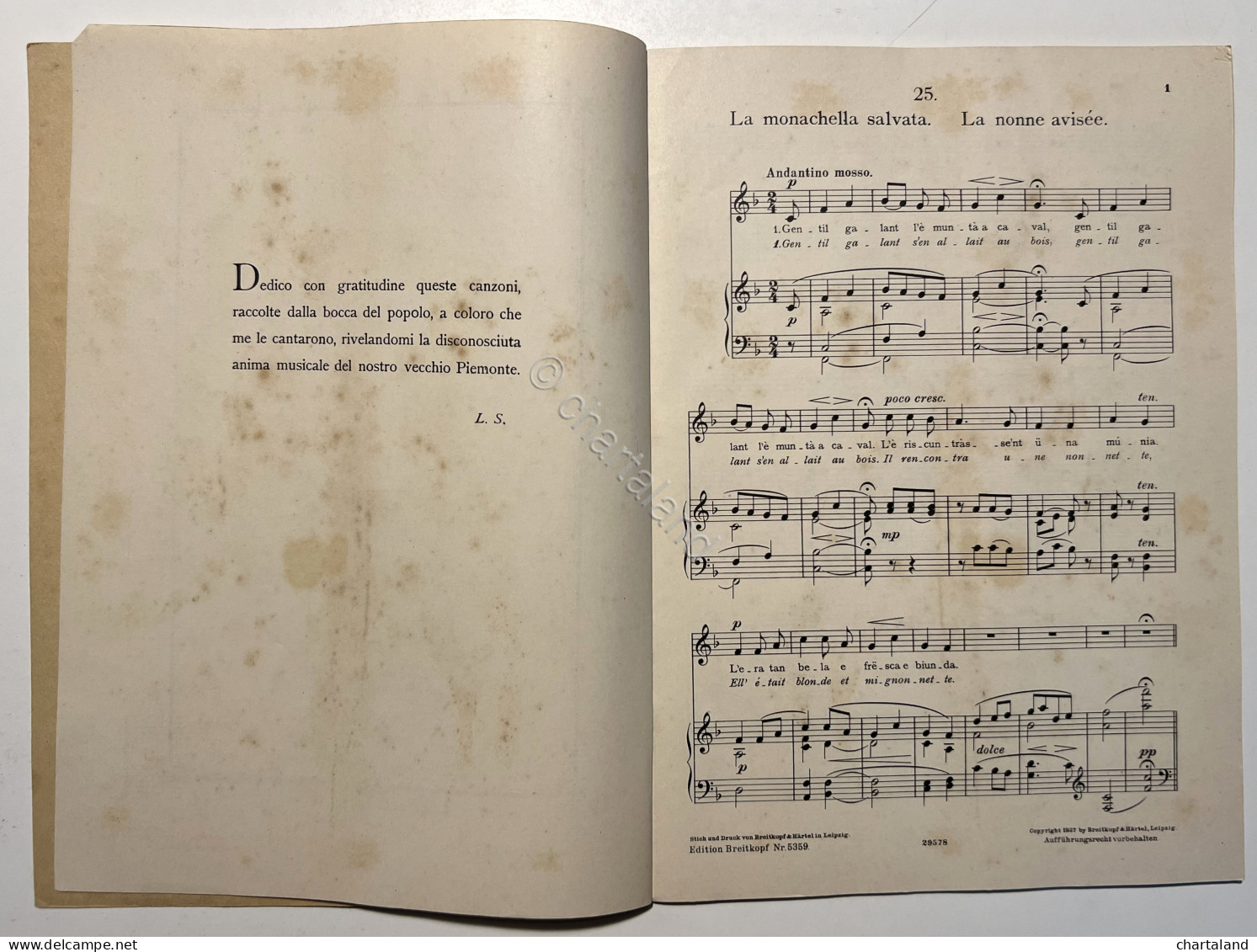 L. Sinigaglia - Vecchie Canzoni Popolari Del Piemonte N. V - Op. 40 - Ed. 1927 - Altri & Non Classificati