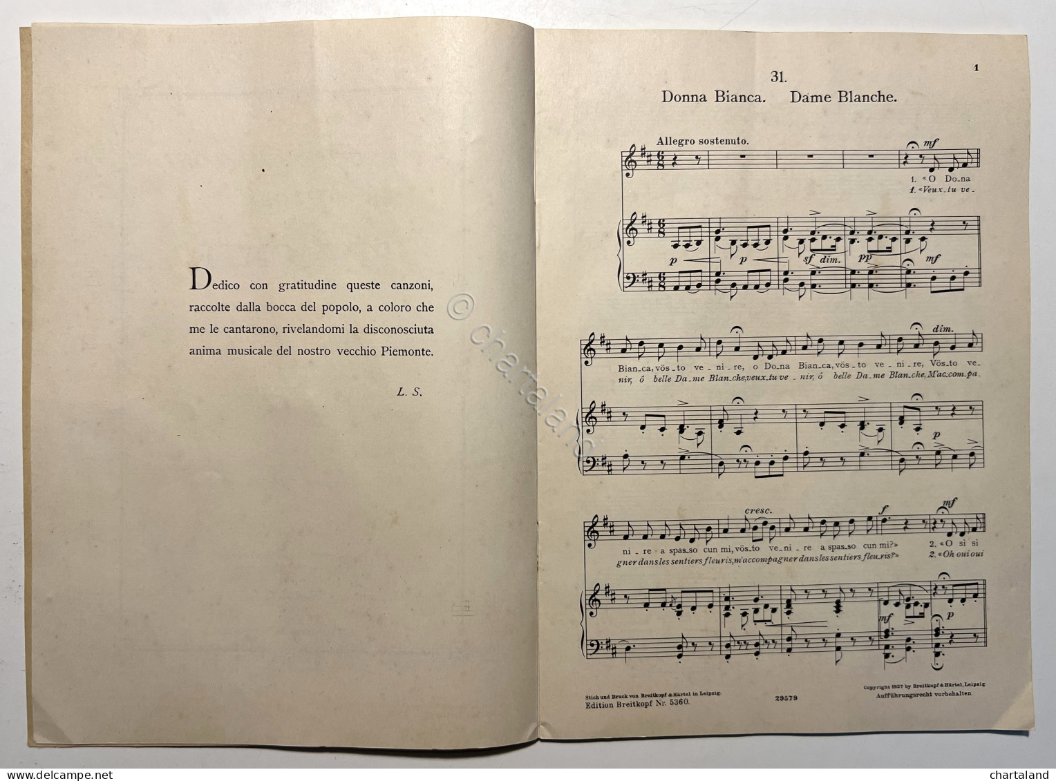 L. Sinigaglia - Vecchie Canzoni Popolari Del Piemonte N. VI - Op. 40 - Ed. 1927 - Altri & Non Classificati