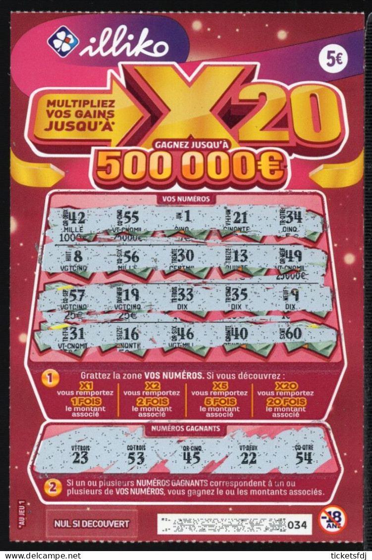 Grattage ILLIKO - X20 14802 - FRANCAISE DES JEUX - Billetes De Lotería