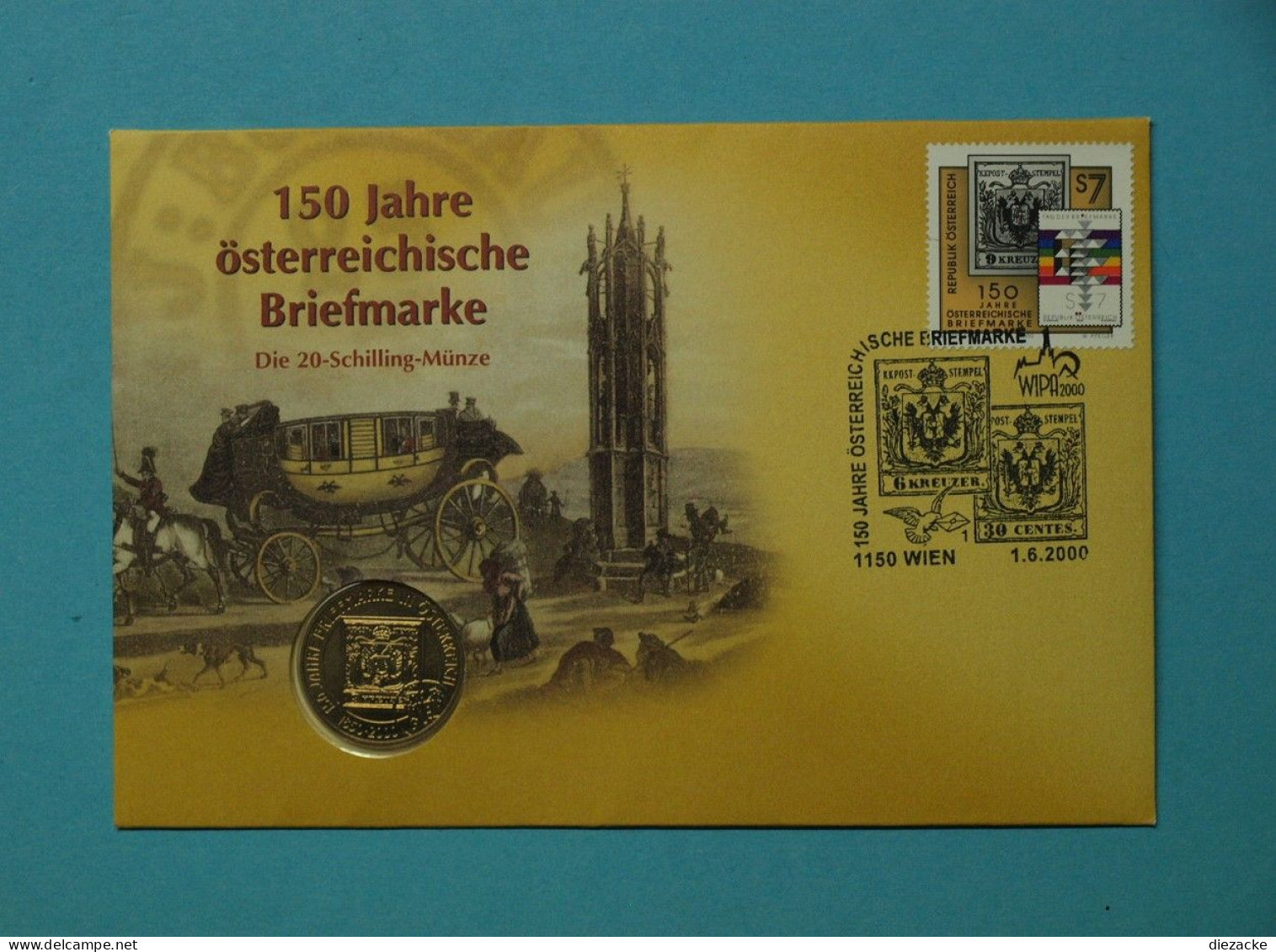 Österreich 2000 Numisbrief Mit 20 Schilling 150 J. österr. Briefmarke ST (MZ1314 - Zonder Classificatie