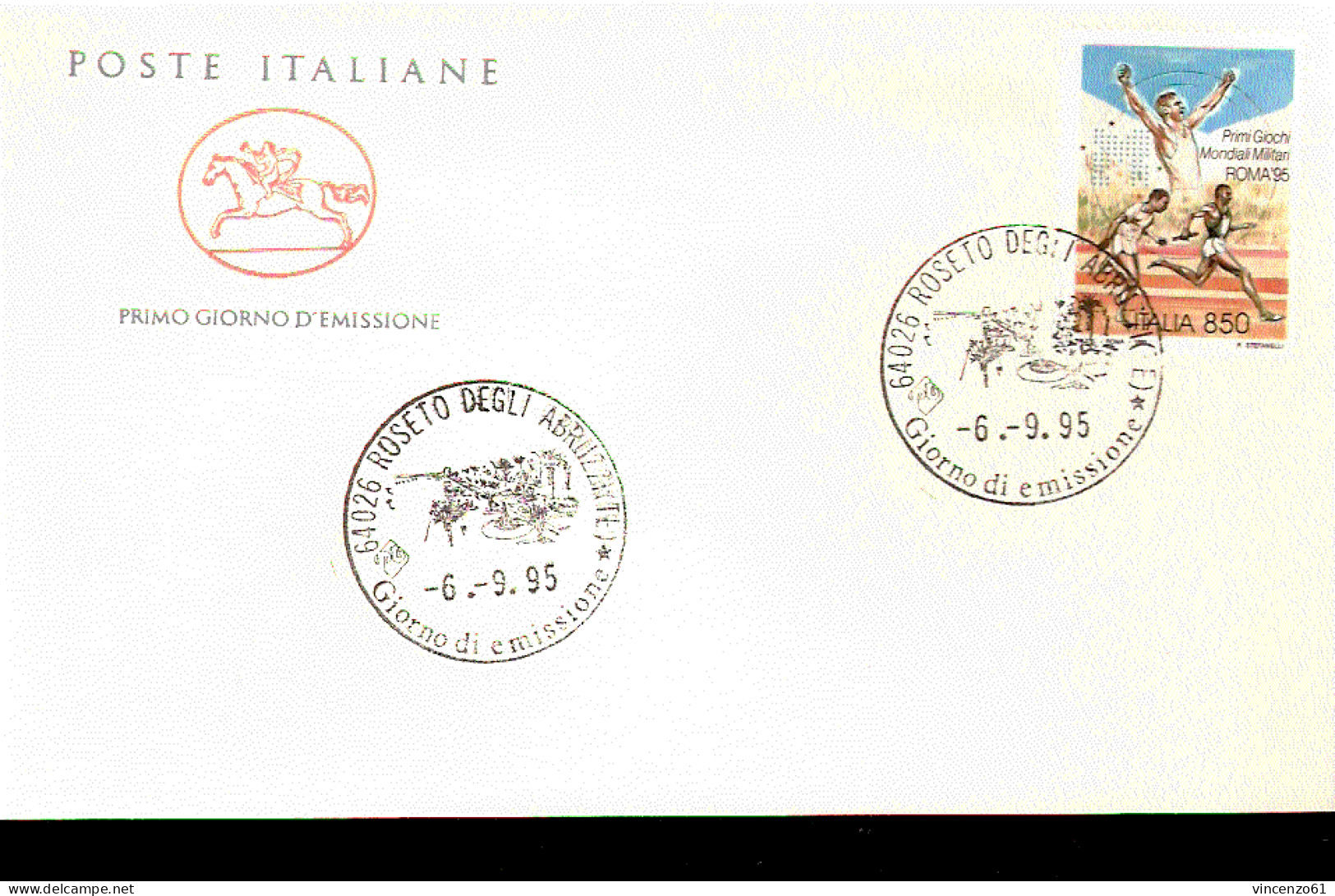 1995 BUSTA CON ANNULLO FDC . Primi Giochi Mondiali Militari, Roma. ATLETICA - Altri & Non Classificati