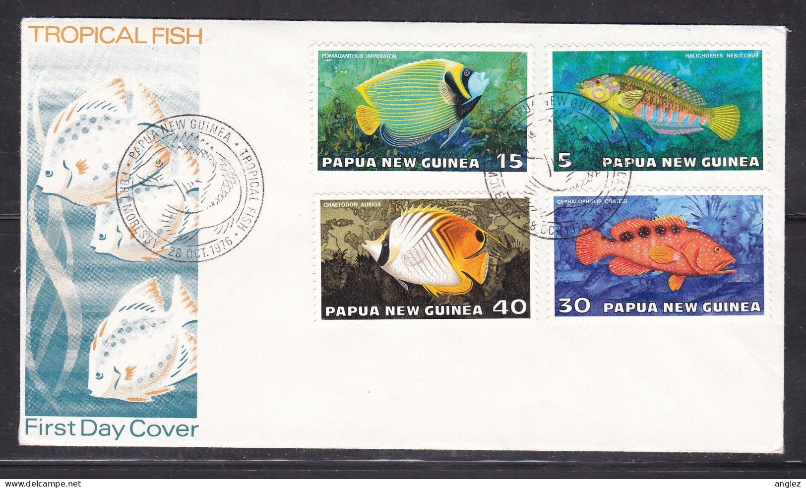 Papua New Guinea - 1976 Tropical Fish Illustrated FDC - Pictorial Postmark - Papua New Guinea