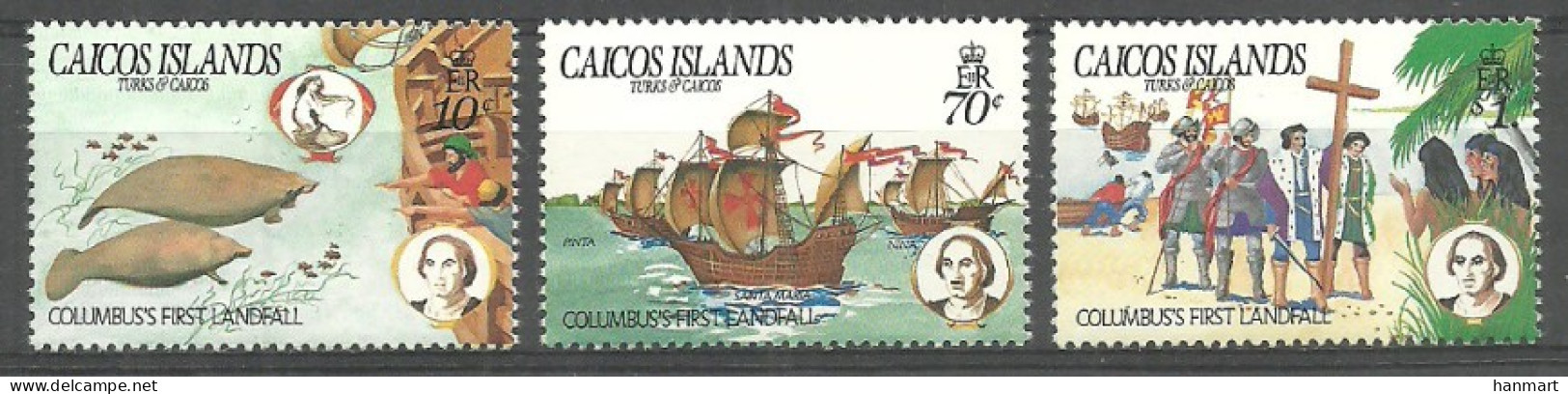 Caicos Islands 1984 Mi 52-54 MNH  (ZS7 CIC52-54) - Cristóbal Colón