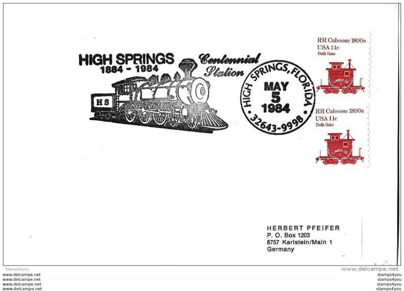 228 - 9 - Carte Américaine Avec Oblit Spéciale De High Springs 1984 Thème Chemins De Fer - Trains
