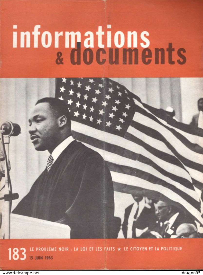 Revue Diplomatique Informations & Documents N° 183 - Juin 1963 - Le Problème Noir : La Loi Et Les Faits - Geschichte