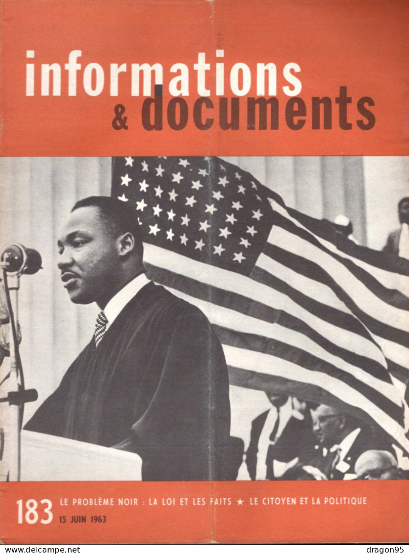 Revue Diplomatique Informations & Documents N° 183 - Juin 1963 - Le Problème Noir : La Loi Et Les Faits - Storia