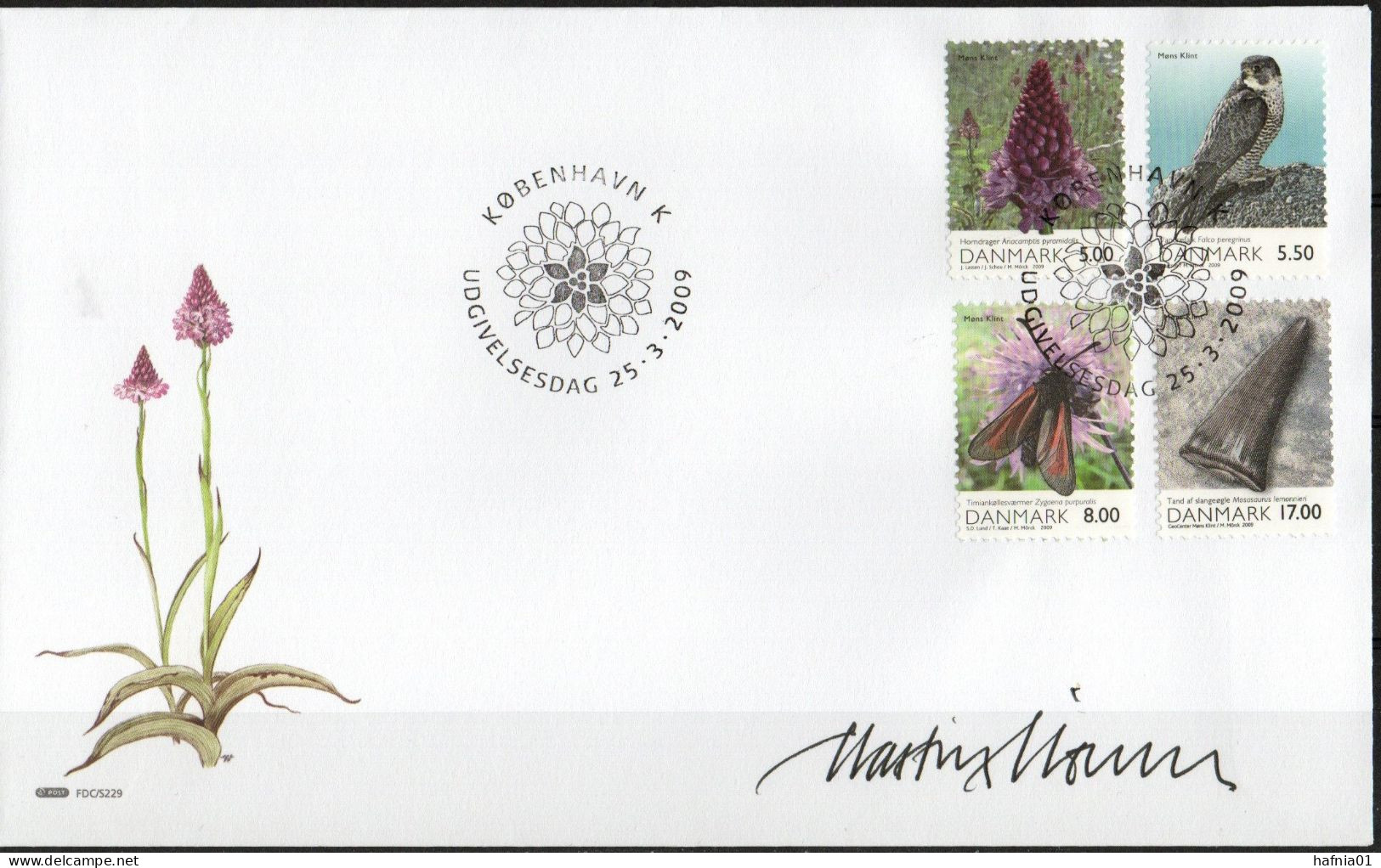 Martin Mörck. Denmark 2009. Denmark's Nature. Michel 1524 - 1527 FDC. Signed. - FDC