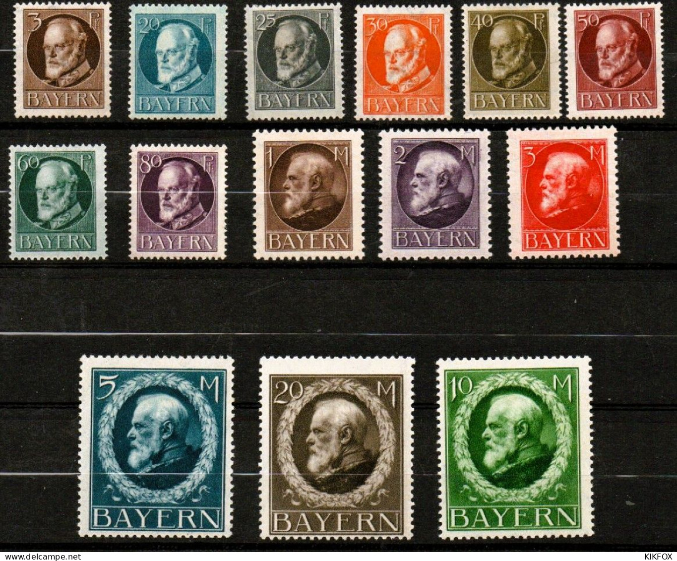 BAYERN, ALTDEUTSCHLAND,1916 - 1918 , MI 94 A - 109 A, FREIMARKEN KÖNIG LUDWIG III, KRIEGSDRUCKE, POSTFRISCH, NEUF, - Mint