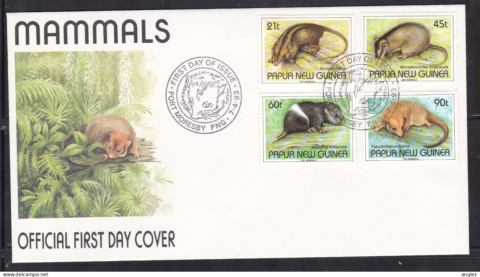 Papua New Guinea - 1993 Native Mammals Illustrated FDC - Pictorial Postmark - Papua New Guinea