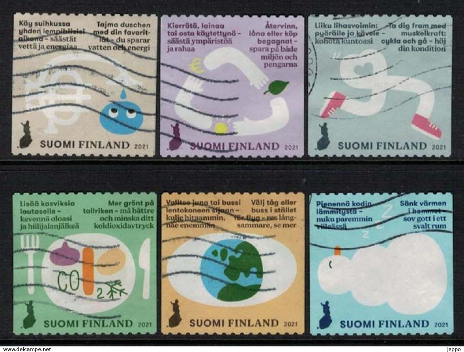 2021 Finland, Everyday Green Acts, Complete Set Used. - Gebraucht