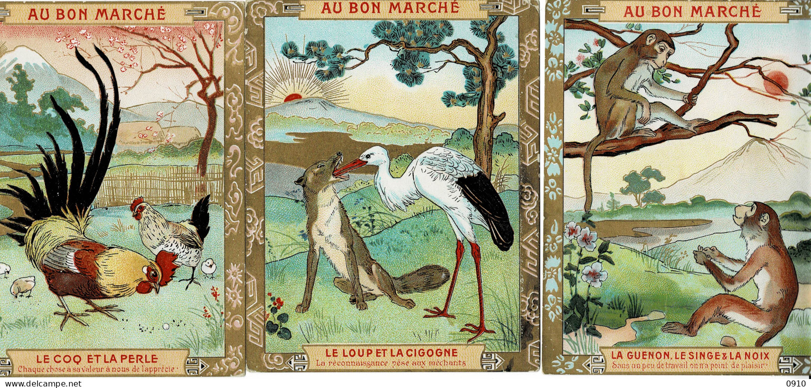 CHROMO AU BON MARCHE-FABLES DE LA FONTAINE-GOOSENS GO-8-VOLLEDIGE SET 12/12 DIM.107/136 MM - Au Bon Marché