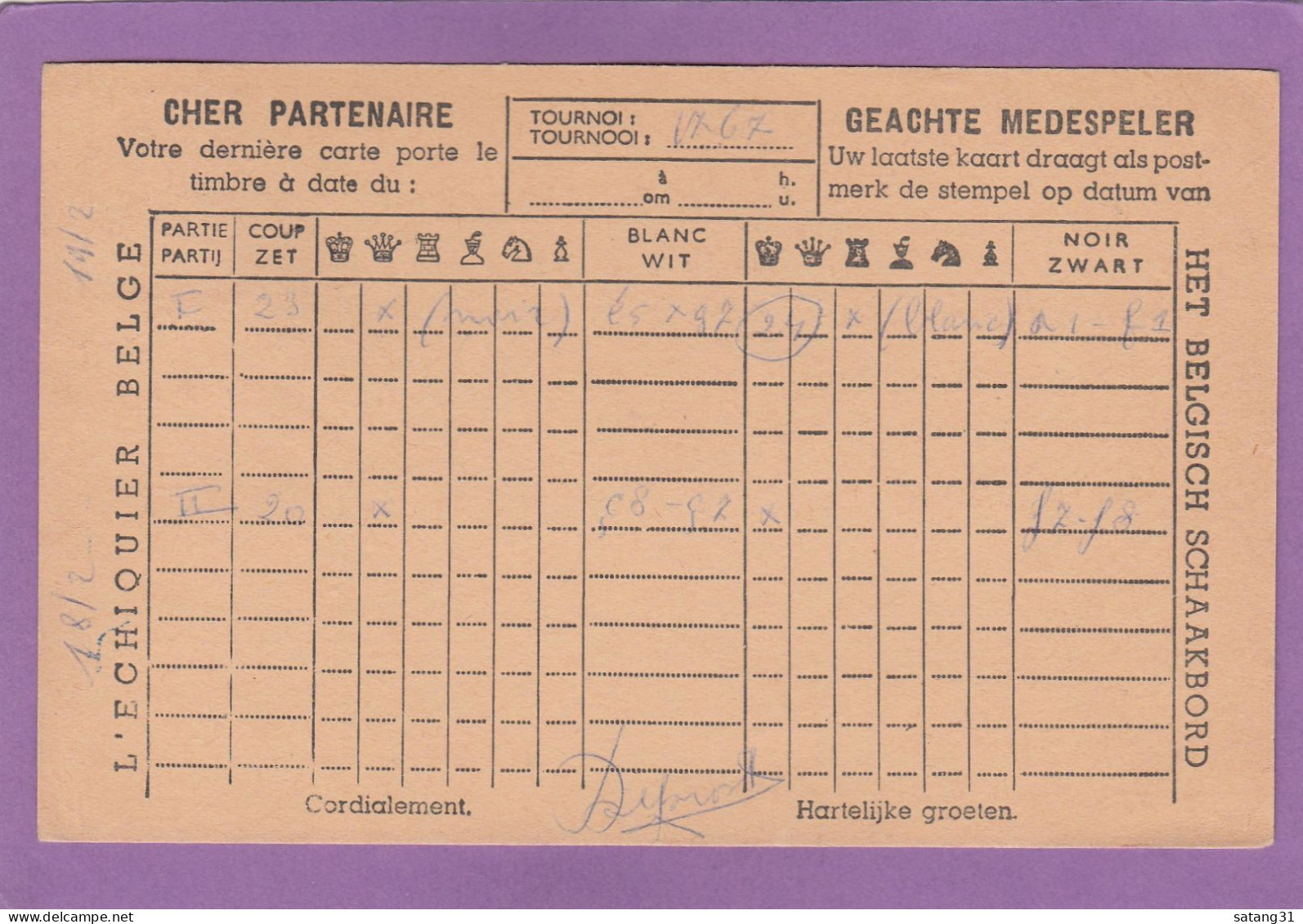 CARTE POSTALE "ECHECS" DE LUTTRE. - Lettres & Documents