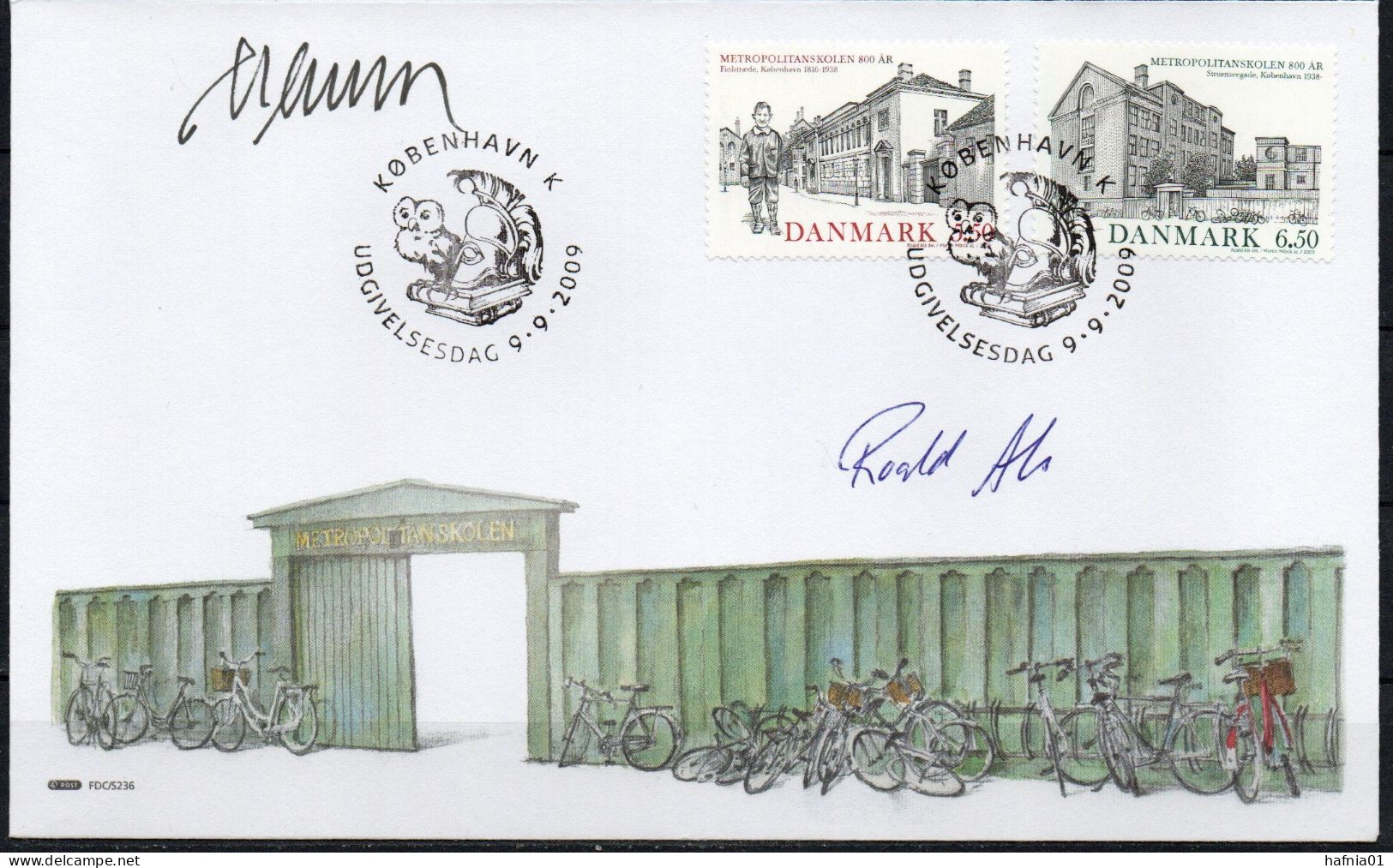 Martin Mörck. Denmark 2009. Metropolitan School. Michel 1541 - 1542 FDC. Signed. - FDC