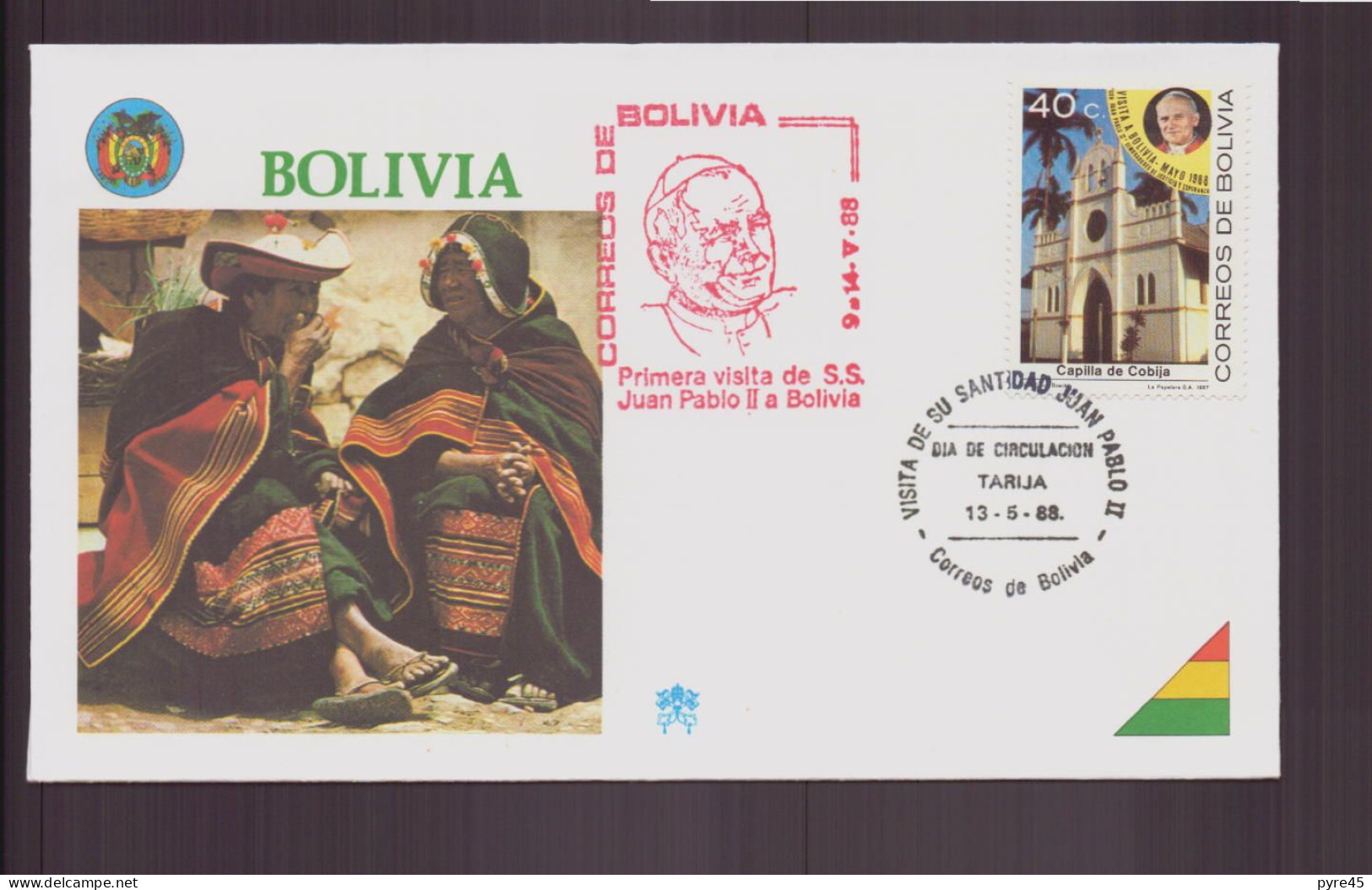 Bolivie, FDC, Enveloppe Du 13 Mai 1988 à Tarija " Visite Du Pape Jean-Paul II " - Bolivie