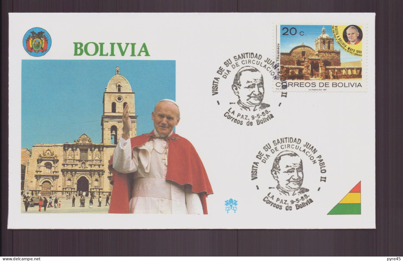 Bolivie, FDC, Enveloppe Du 9 Mai 1988 à La Paz " Visite Du Pape Jean-Paul II " - Bolivie