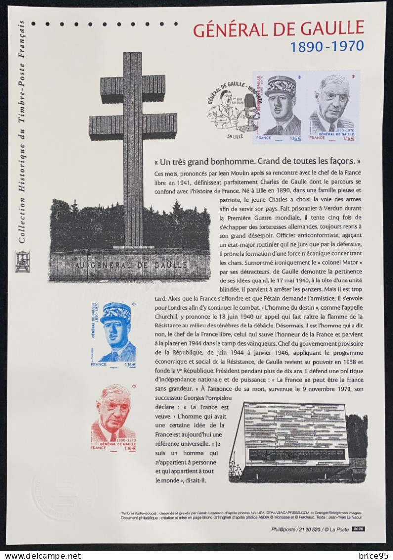 France - Document Philatélique - Premier Jour - FDC - YT N° 5444 Et 5445 - Général De Gaulle - 2020 - 2020-…