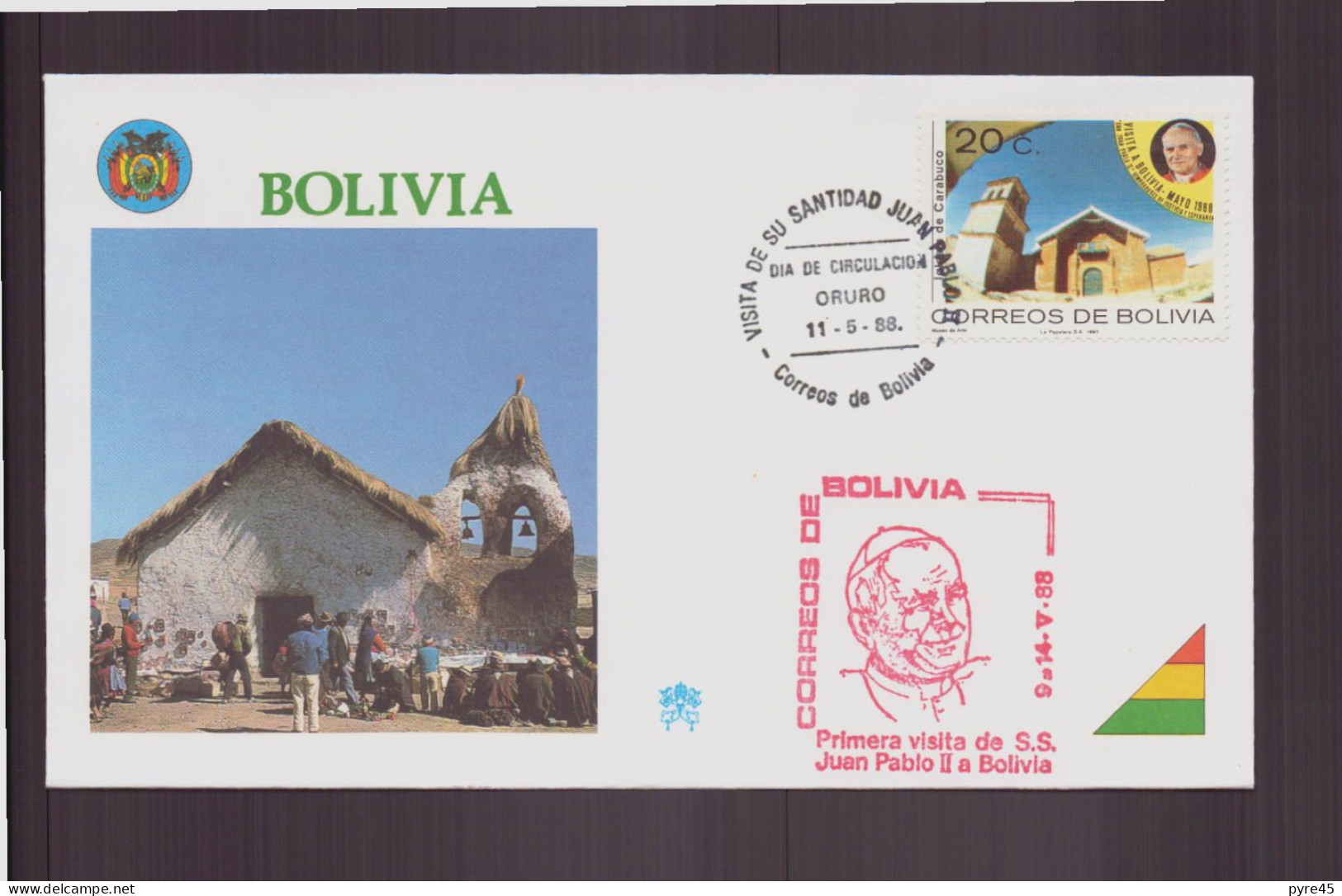 Bolivie, FDC, Enveloppe Du 11 Mai 1988 à Oruro " Visite Du Pape Jean-Paul II " - Bolivia