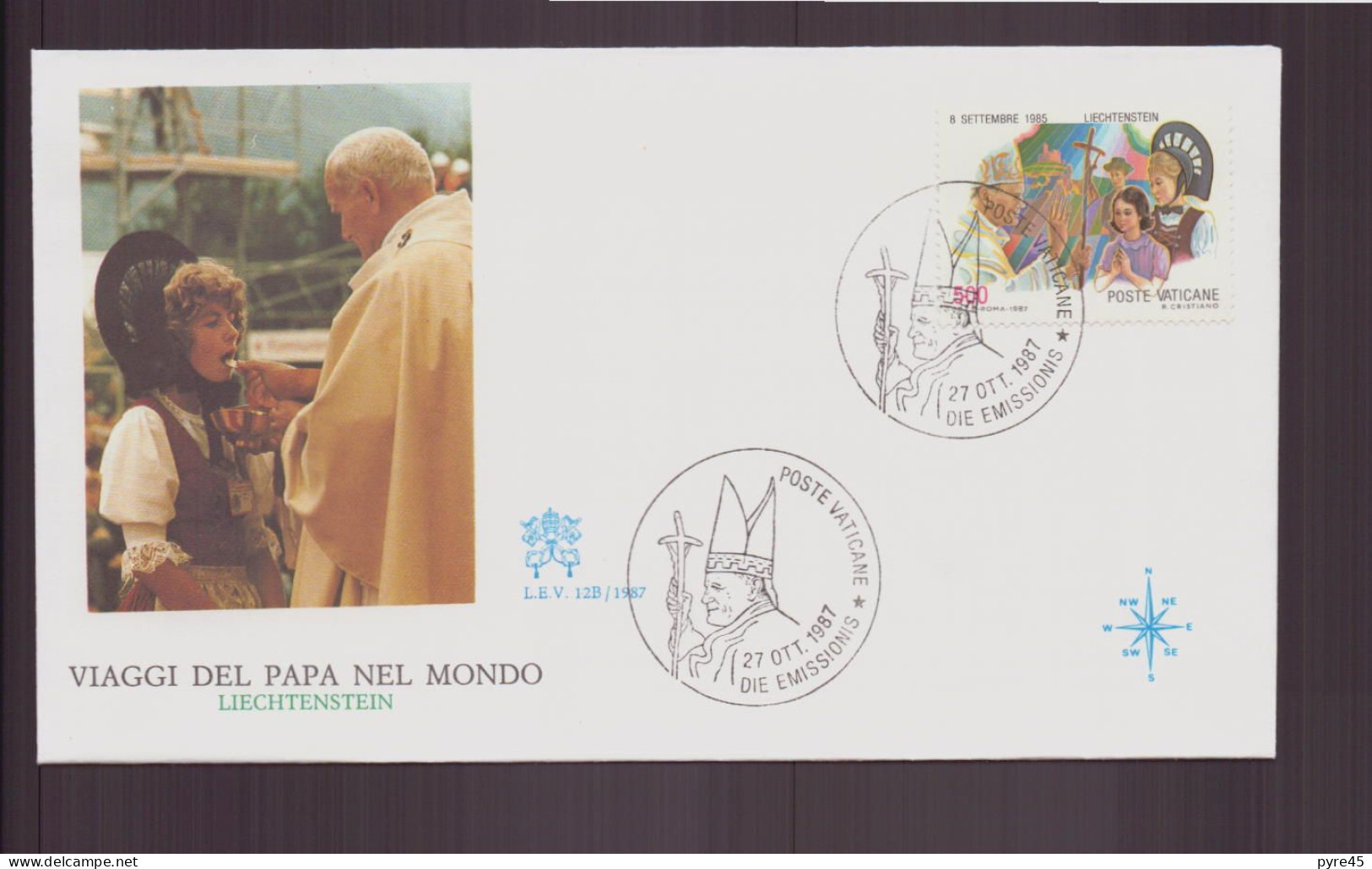 Vatican, FDC, Enveloppe Du 27 Octobre 1987 " Voyage Dans Le Monde Du Pape Jean-Paul II " Liechtenstein - FDC