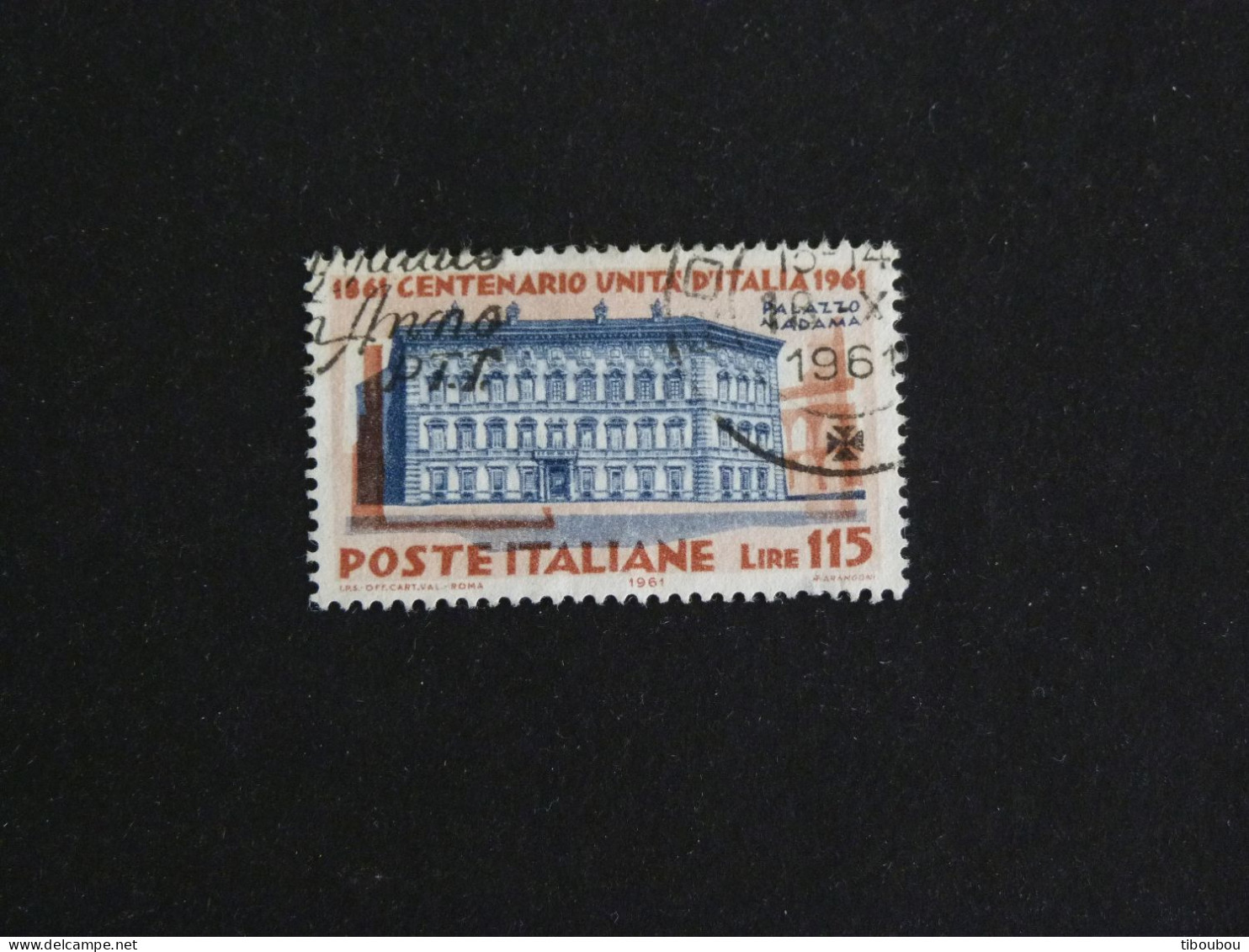 ITALIE ITALIA YT 856 OBLITERE - CENTENAIRE UNITE ITALIENNE / PALAIS MADAME ROME - 1961-70: Afgestempeld