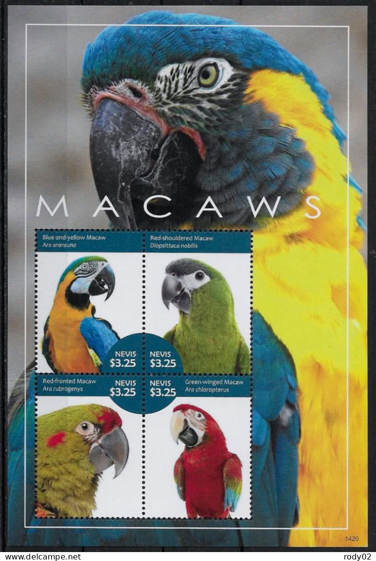 NEVIS - OISEAUX - PERROQUETS - N° 2505 A 2508 ET 2508A A 2508D - NEUF** MNH - Papegaaien, Parkieten