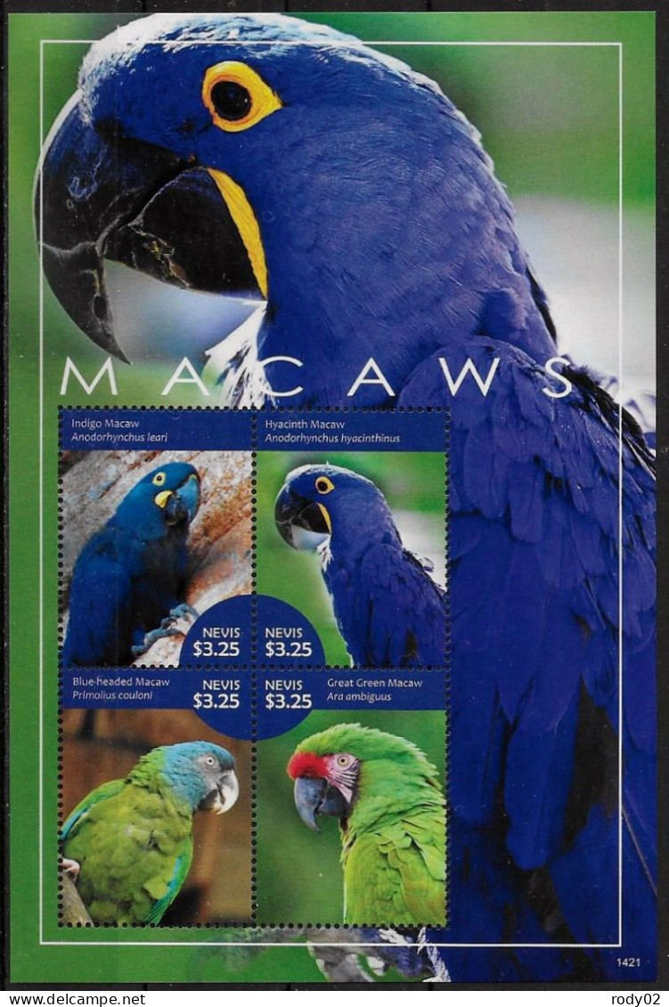 NEVIS - OISEAUX - PERROQUETS - N° 2505 A 2508 ET 2508A A 2508D - NEUF** MNH - Parrots