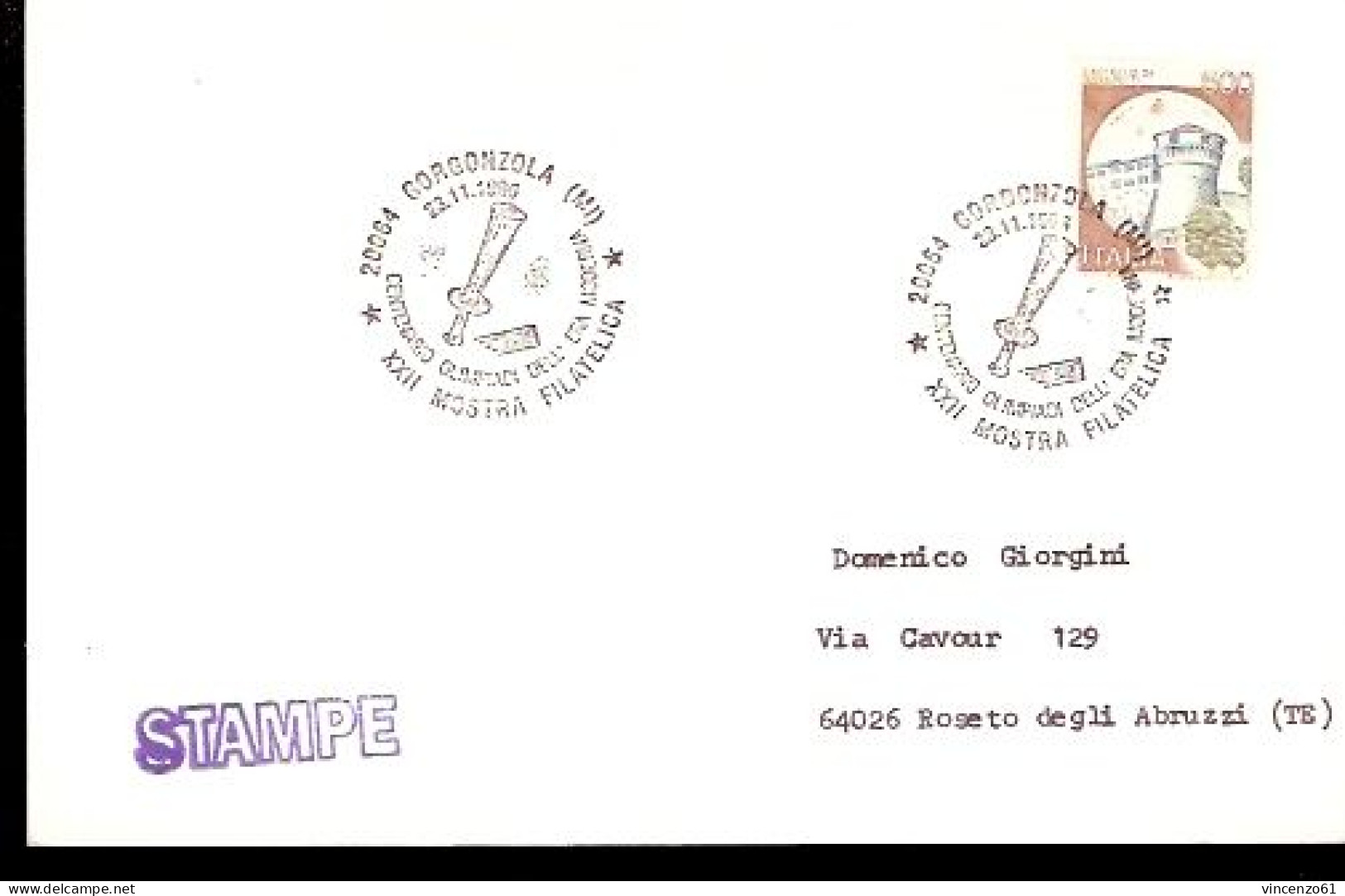 Busta Viaggiata Con Annullo Speciale 100 Anni Di Olimpiadi GORGONZOLA 1996 - Other & Unclassified