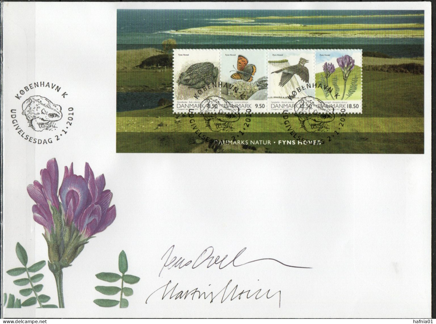 Martin Mörck. Denmark 2009. Denmark's Nature. Michel 1556 - 1559 FDC. Signed. - FDC