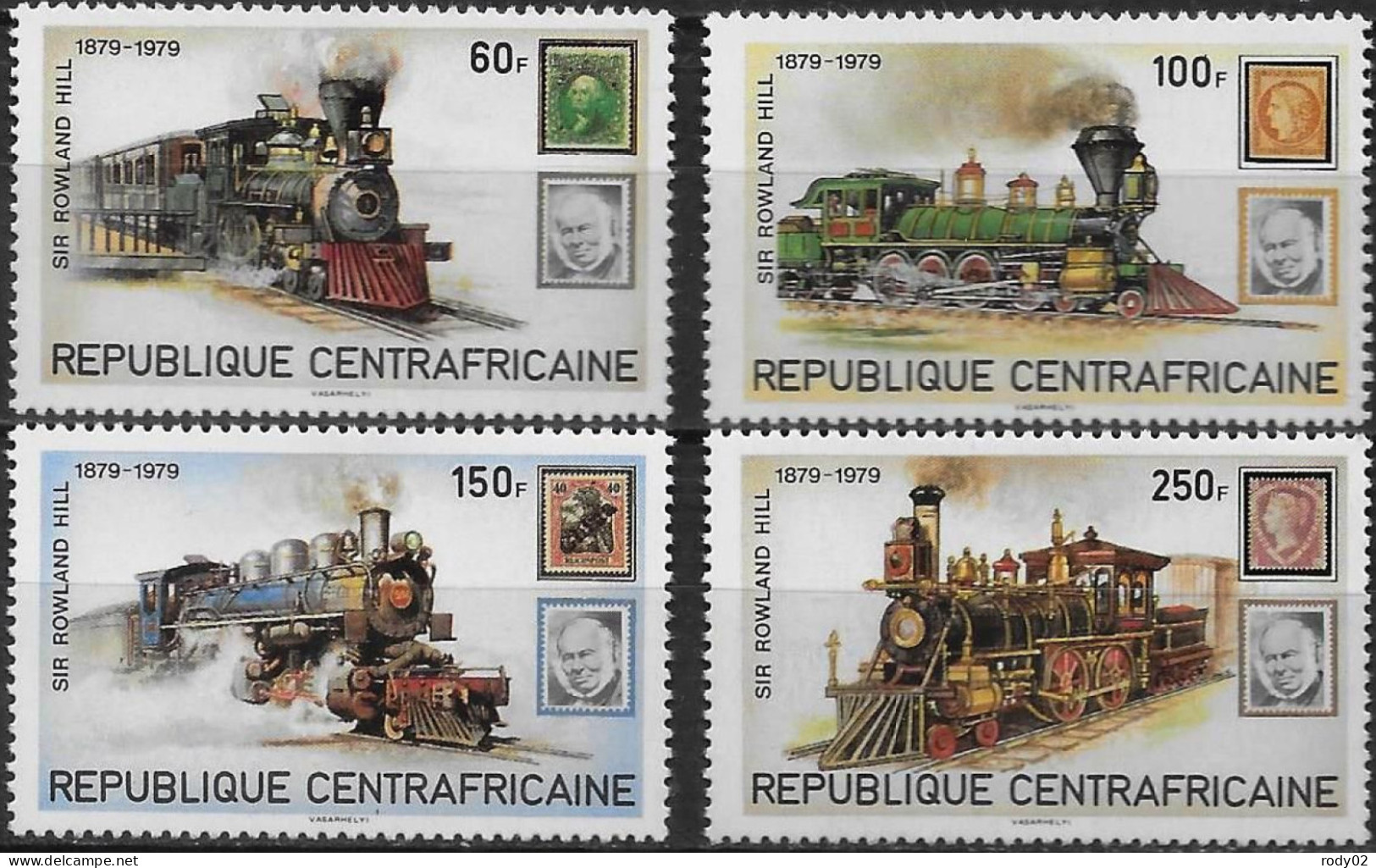 CENTRAFRIQUE - LOCOMOTIVES - N° 400 A 403 ET BF 39 - NEUF** MNH - Trains