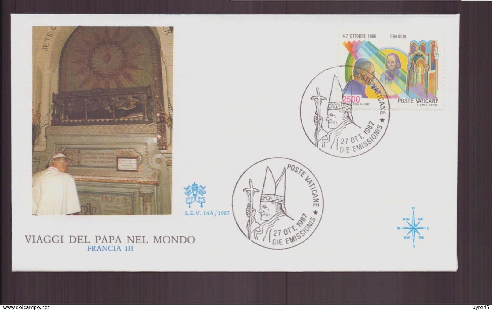 Vatican, FDC, Enveloppe Du 27 Octobre 1987 " Voyage Dans Le Monde Du Pape Jean-Paul II " France - FDC