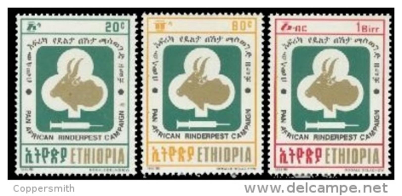 (342) Ethiopia / Ethiopie  Medicine / Animals / Tiere / Dieren / Rinderpest / 1992   ** / Mnh  Michel 1420-22 - Äthiopien