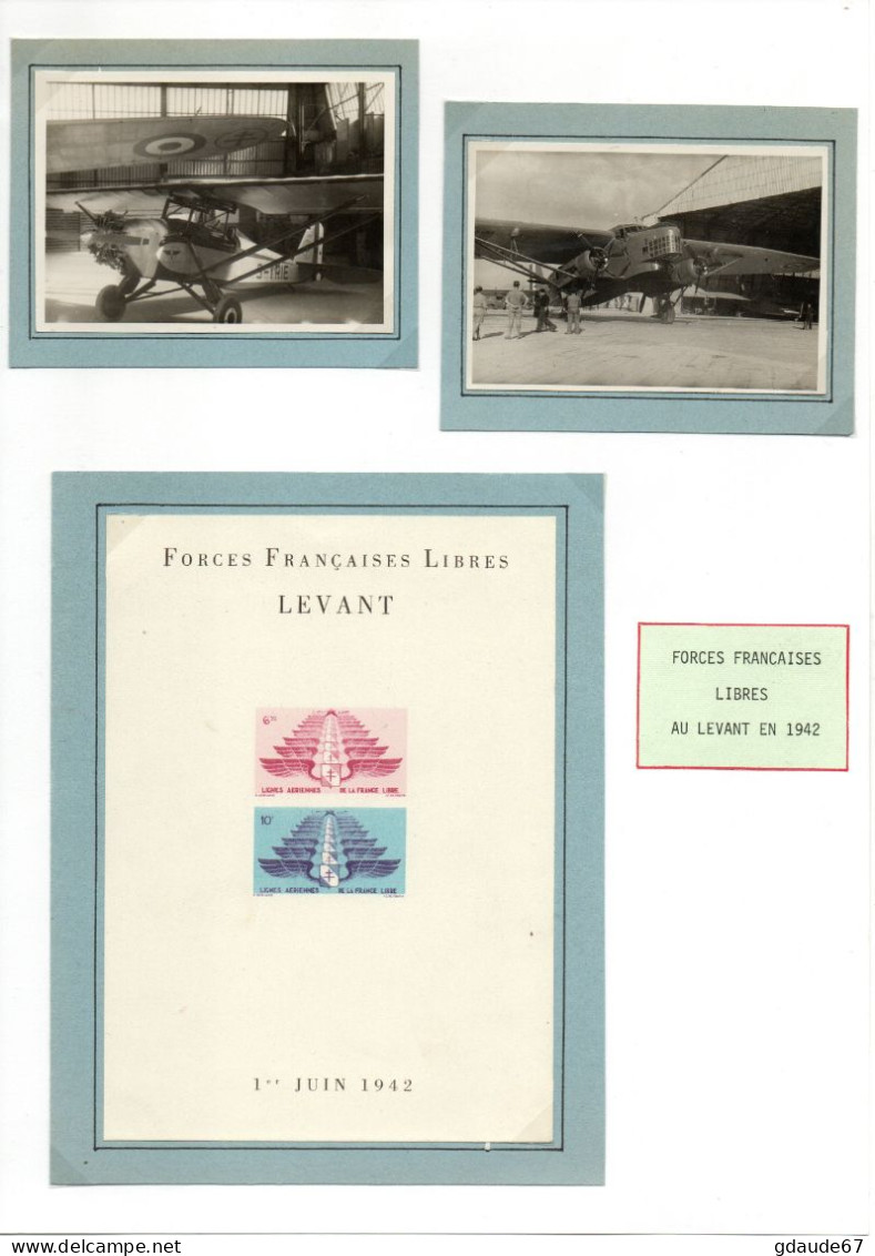 FORCES FRANCAISES LIBRES à DAMAS (LIBAN SYRIE) - 6 PHOTOS & BLOC FRANCE LIBRE JUIN 1942 SANS GOMME AVION AVIATION AVIONS - 1939-1945: 2ème Guerre