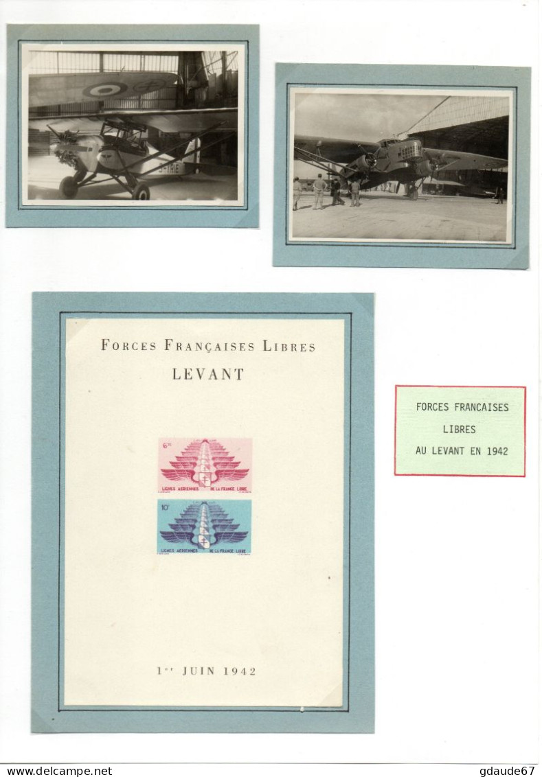 FORCES FRANCAISES LIBRES à DAMAS (LIBAN SYRIE) - 6 PHOTOS & BLOC FRANCE LIBRE JUIN 1942 SANS GOMME AVION AVIATION AVIONS - 1939-1945: 2a Guerra
