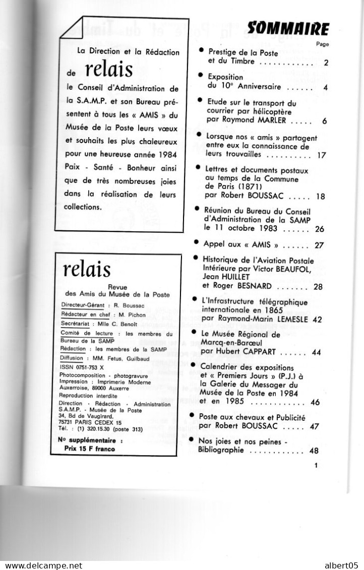 Relais N° 4 Dec 1983 Revue Des Amis Du Musée De  La Poste - Avec Sommaire - .Helicoptères - Publicité ................ - Philately And Postal History