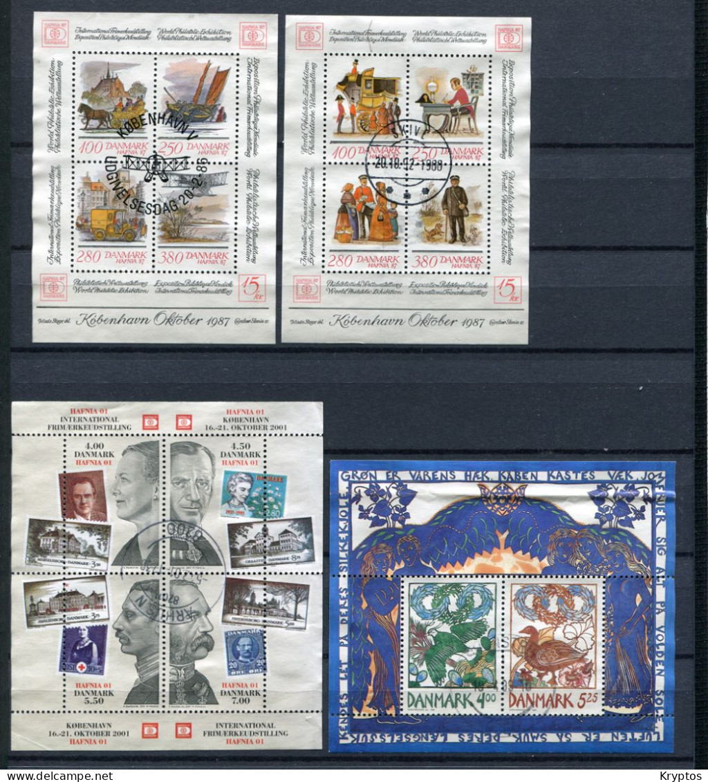 Denmark. 2 Pages With 6 Blocks/Sheets. All USED - Blocchi & Foglietti