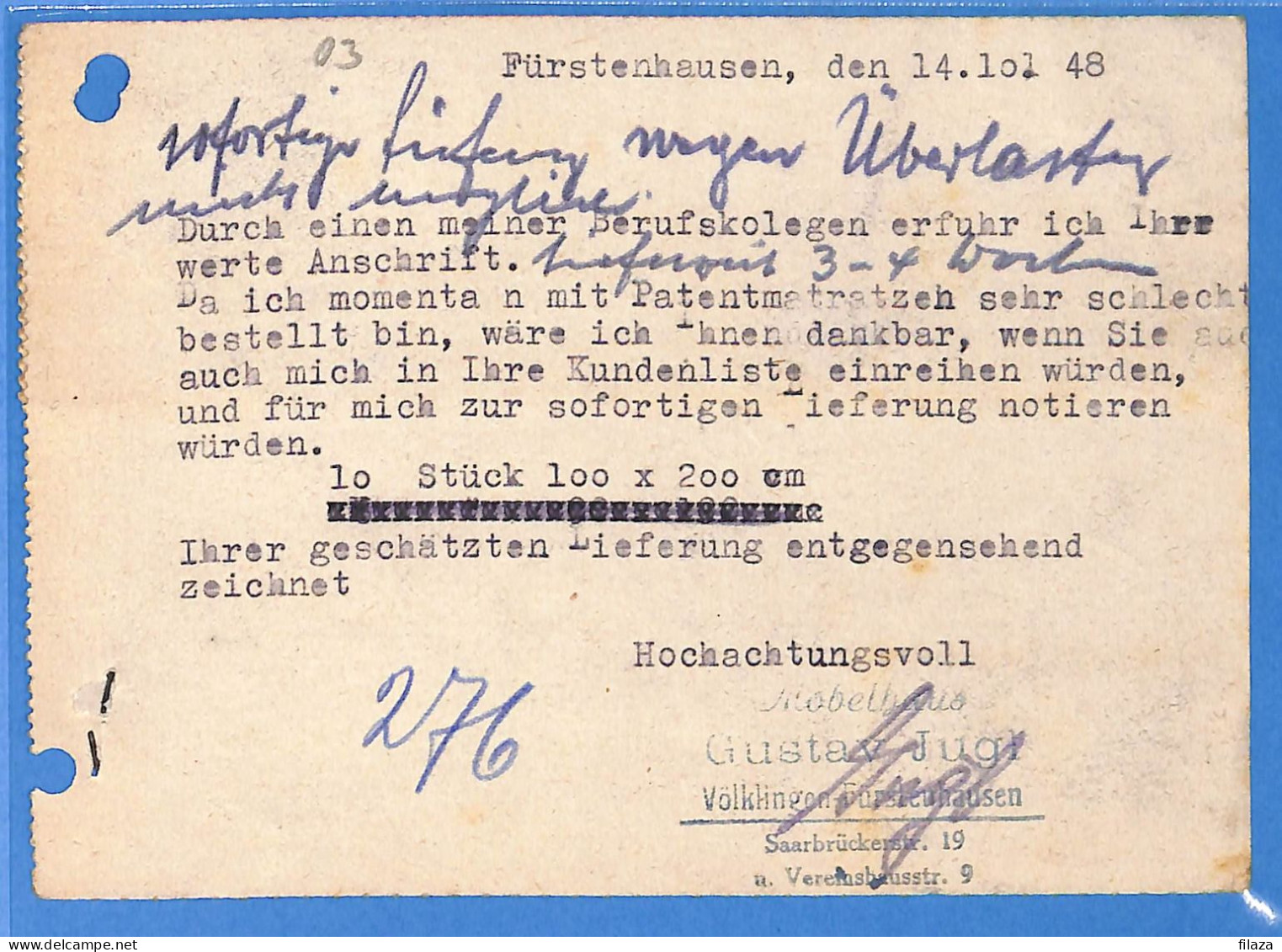 Saar - 1948 - Carte Postale De Volklingen - G31858 - Storia Postale