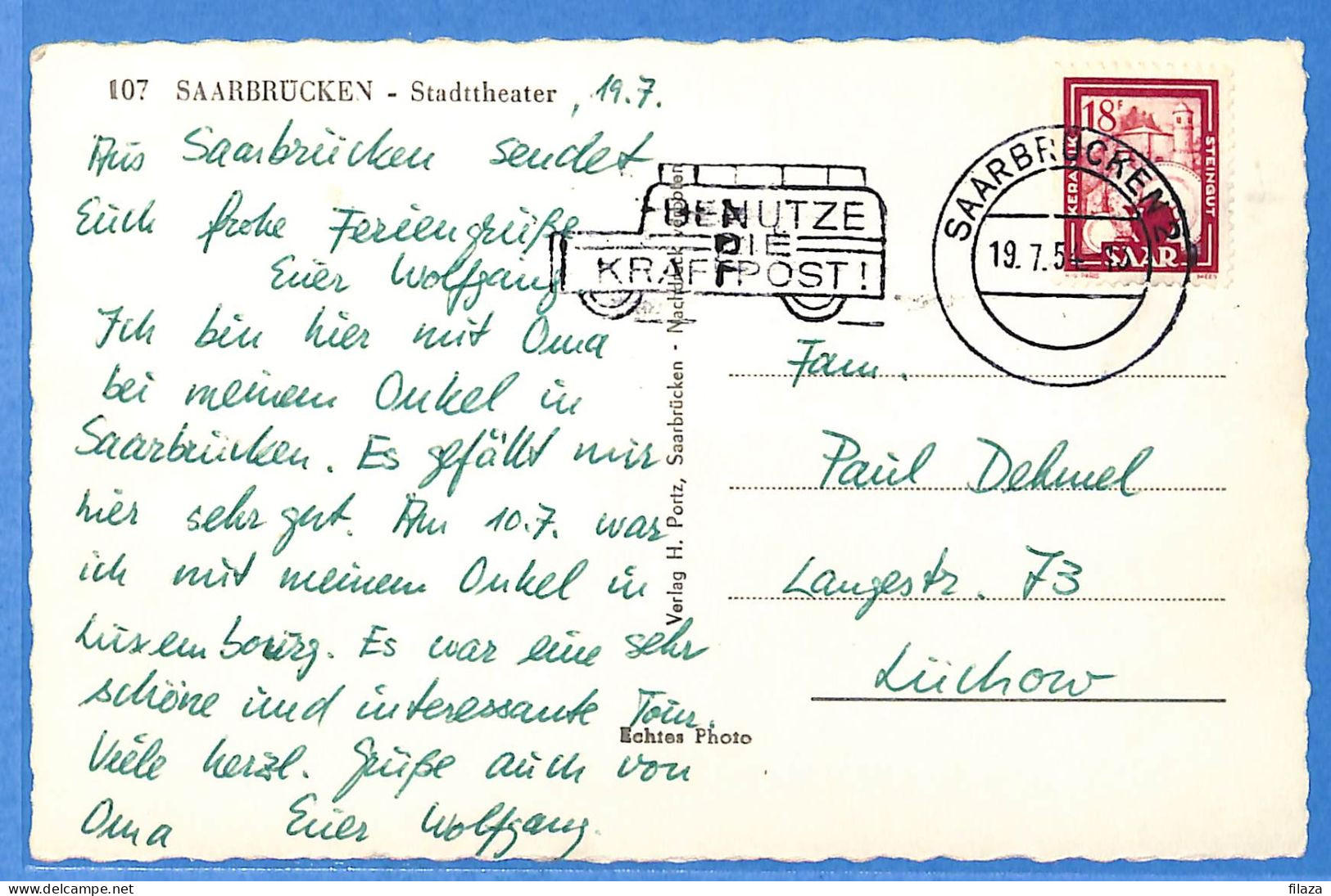 Saar - 1954 - Carte Postale De Saarbrücken - G31863 - Lettres & Documents