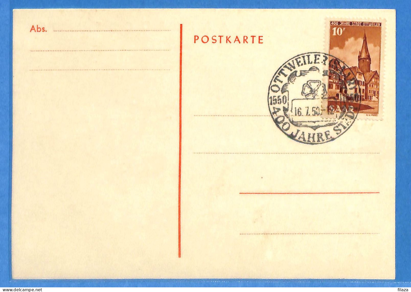 Saar - 1950 - Carte Postale De Ottweiler - G31868 - Briefe U. Dokumente